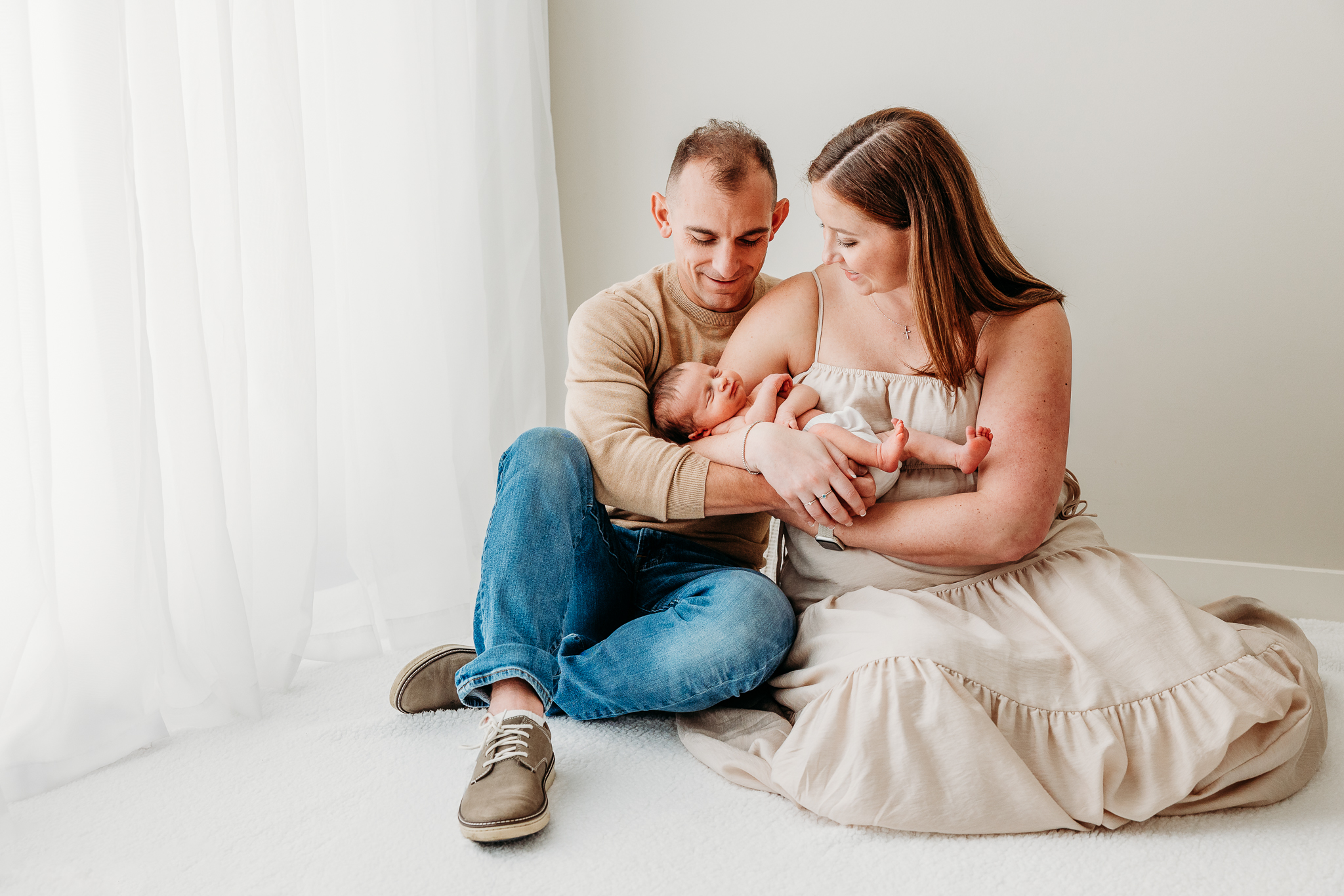 Sleeping newborn in a studio session with Marie Koleka Photography in Pittsburgh, PA